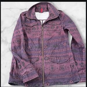 Divided By H&M Jacket Womens Sz 6 Aztec Print Purple Full Zip